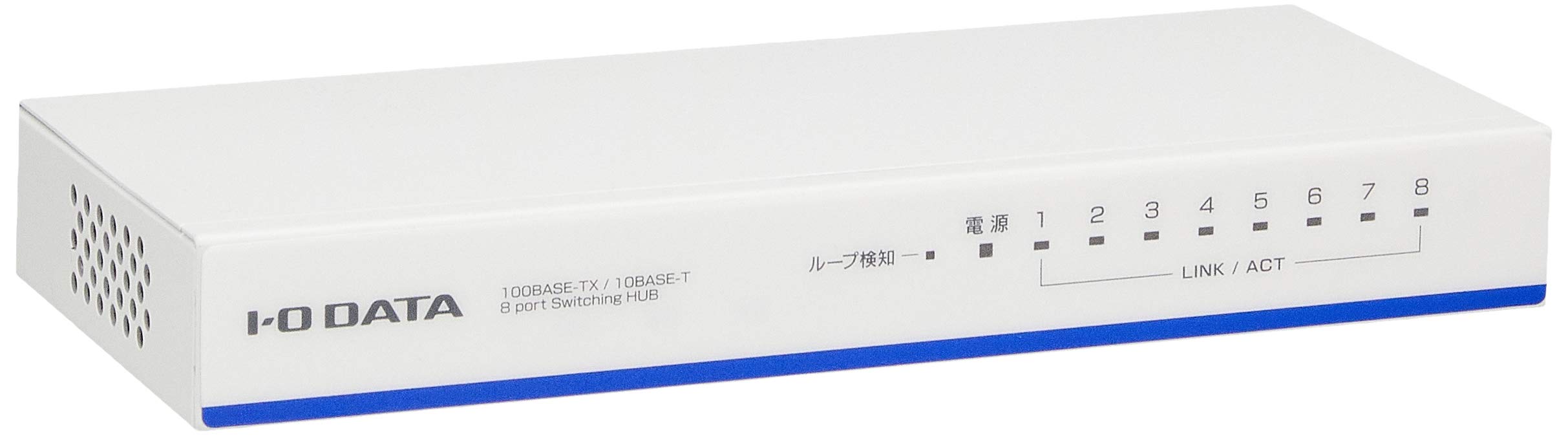 I-O Data ETX-ESH08NCW Switching Hub, 8 Ports, LAN Hub, Supports 10/100 Mbps, Power Saving, Loop Detection Function, 3 Year Warranty