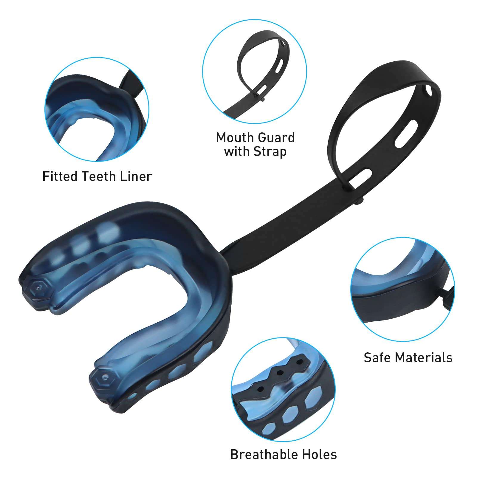 4Pack Football Mouth Guard, Soft Youth Mouth Guard Football Mouthpiece, Professional Sports Mouth Guard for Boxing, Basketball, MMA, Lacrosse and Hockey 4