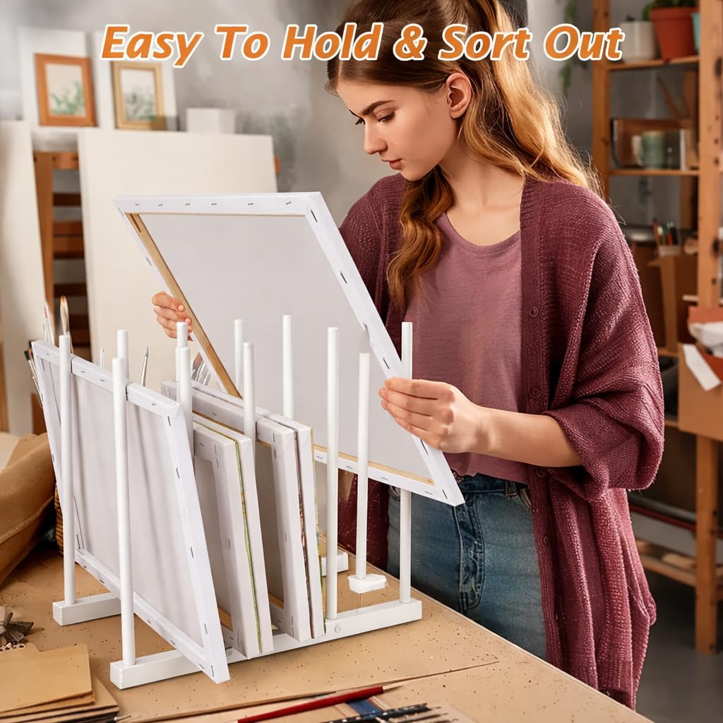OGFC 57106 Art Storage Rack Painting Canvas , Metal Drawing Storage SHELF for Canvas Frame Organizing / Drawing Board (White) STAND 3