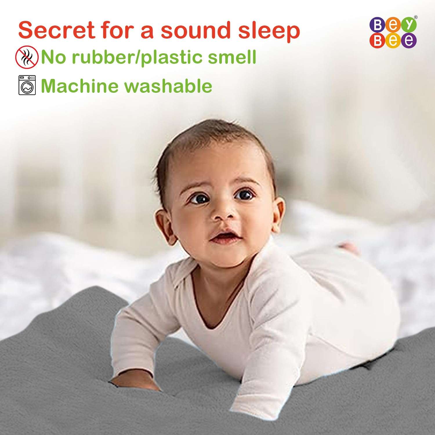 BeyBee Instadry Anti-Piling Fleece Extra Absorbent Quick Dry Sheet for New Born Babies, Cotton Bed Protector Mattress, Reusable Waterproof baby Cot sheet for Toddler Infant, Small size Pack of 2 (70x50cm, Grey) 6