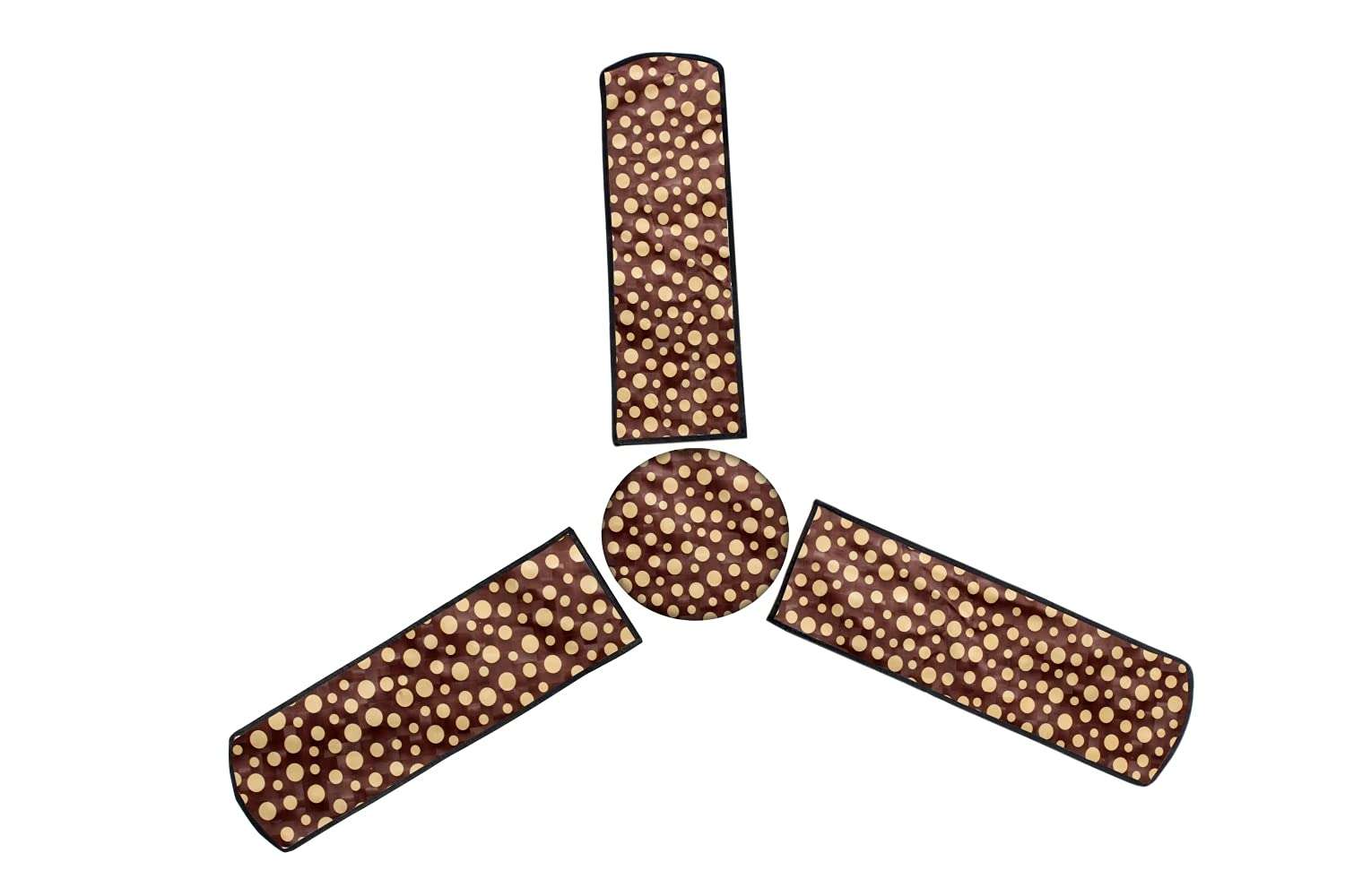 The Furnishing Tree Waterproof & Dustproof Three Blade Ceiling Fan Cover with Attachable End Enclosure Set of 5 Fan Covers Geometric Yellow 5