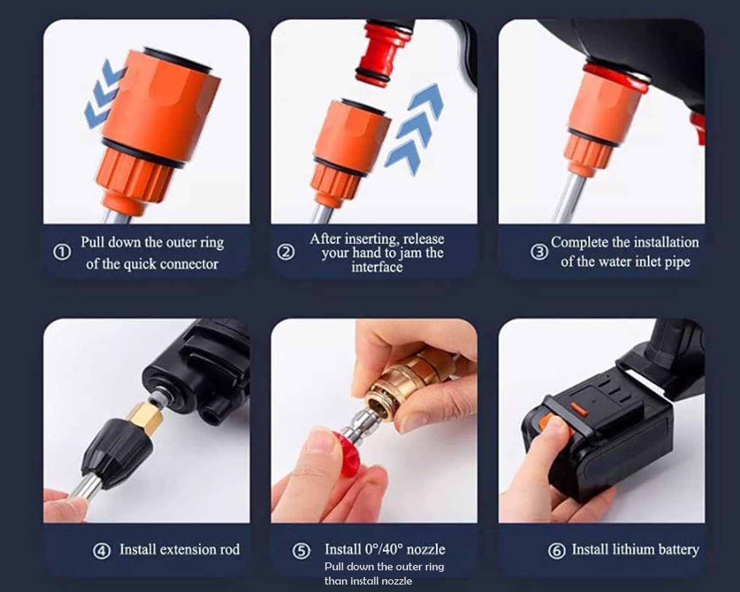 DADLM® (Double Battery) Cordless Portable Wireless Pressure Washer Gun 48V 12000mAh High Pressure Water Gun for Car Wash and Bikes Cleaning with Adjustable Nozzles and 5M Hose Pipe (Car Washer Gun) 5