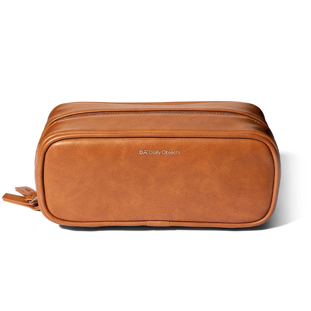 DailyObjects Versatile Leather Bag and Toiletry Organizer Travel Dopp Kit for Women and Men - The Ultimate Travel Vanity Box and A Stylish x Spacious Cosmetic Pouch with Multifunctional Compartments 1