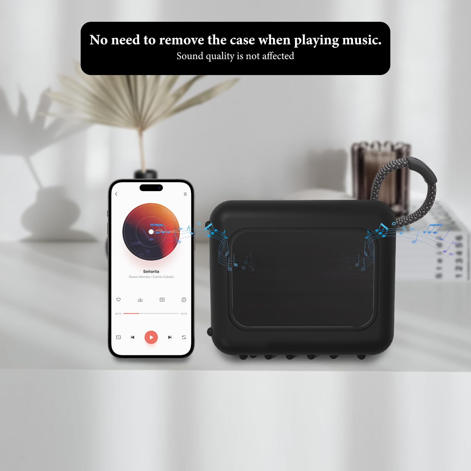 Geekria Silicone Speaker Case Cover Compatible with JBL GO 4 Case, Protective Soft Skin, Replacement Portable Speakers Travel Carrying Sleeve with Keychain Hook (Black) 6