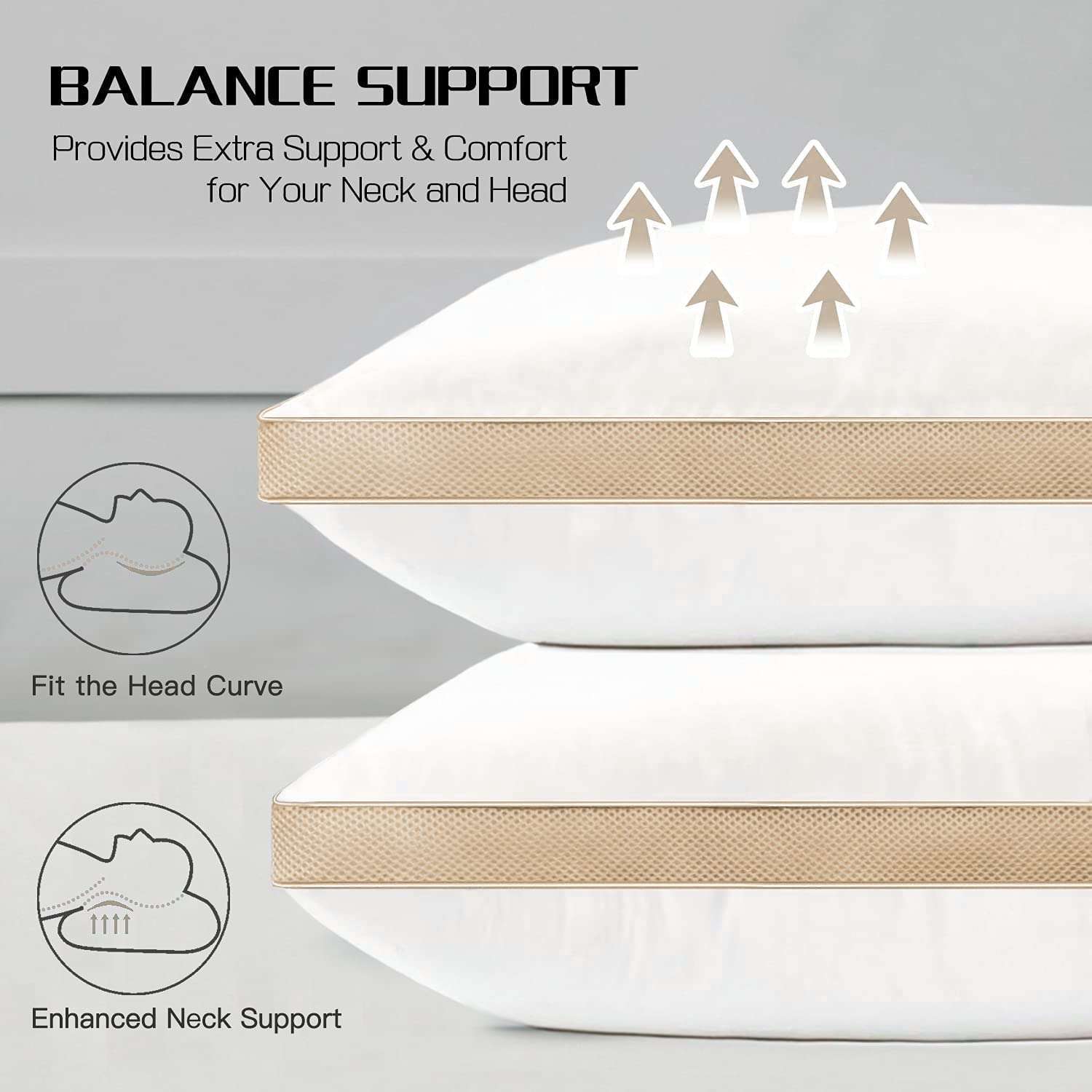 Homerz Set of 2 Gusset Pillow, 3D Conjugated Fiber Filled, Adequate Firmness and Support, 17 X 27 Inch Size, Conjugated Microfiber, White (Goldstar - 2 pc) 4