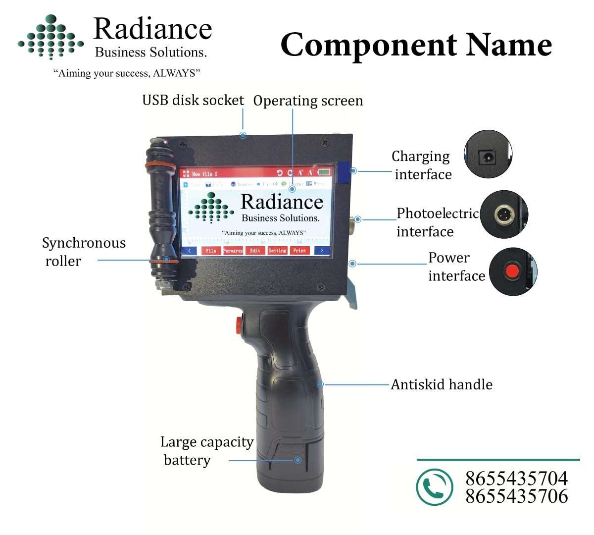 Radiance 25.4mm Handheld TIJ Thermal Inkjet Printer 6