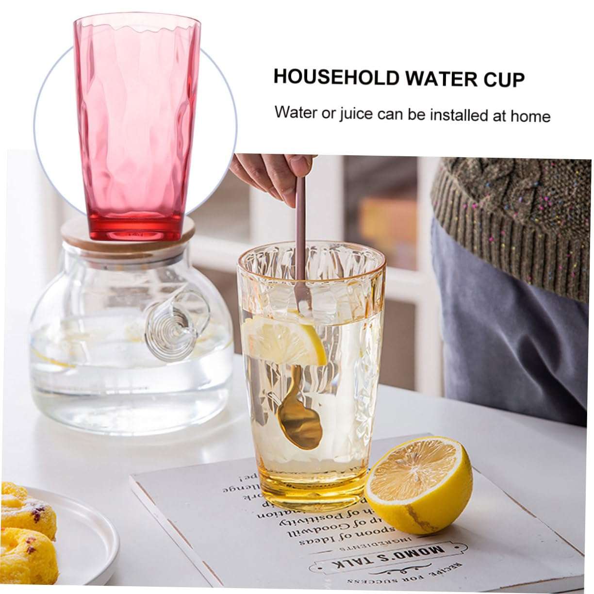HOLIDYOYO Elegant Water Pattern Drinking Cup Large Size Non-slip for Restaurant Bar Party 5