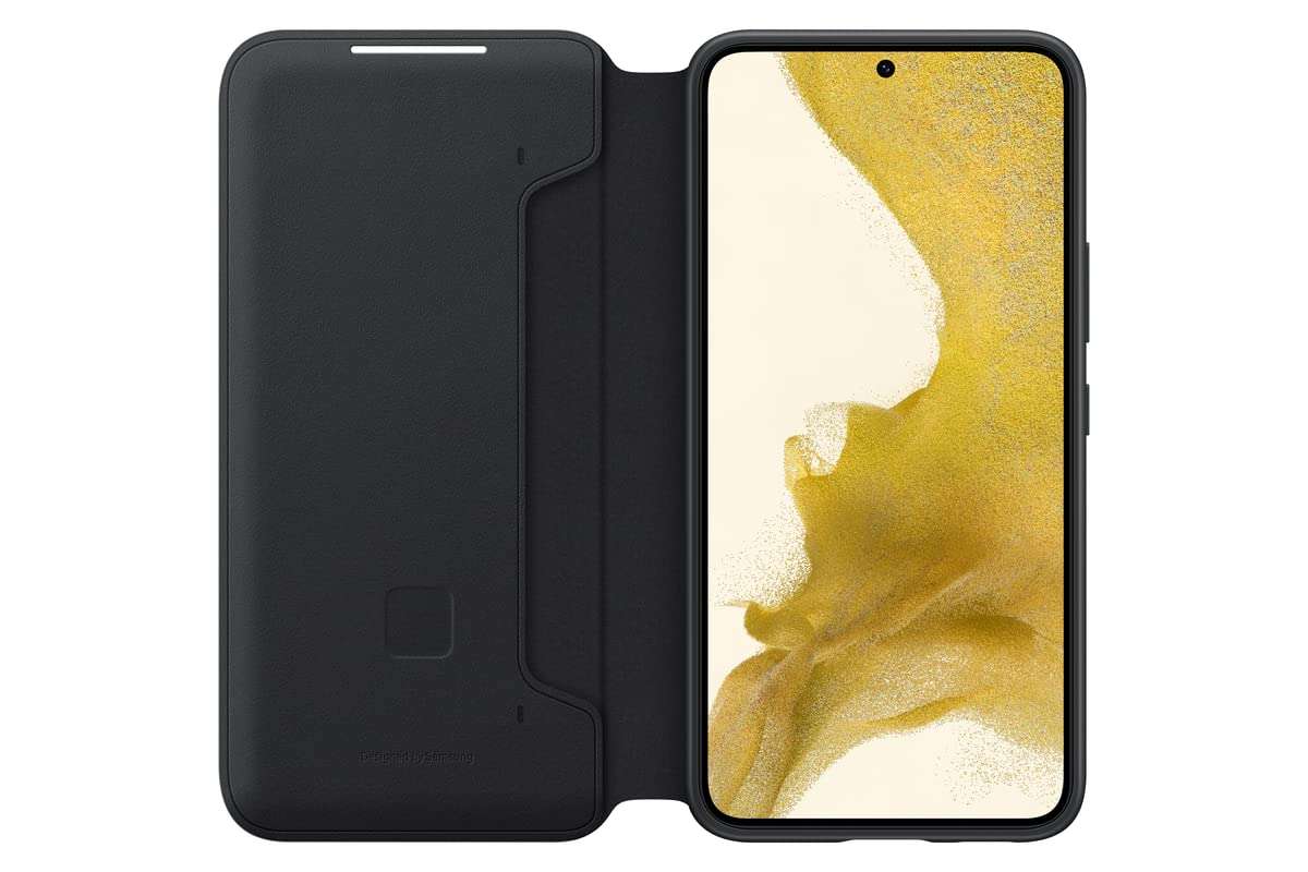 SAMSUNG Galaxy S22 LED View Cover, Protective Phone Case, Tap Control, Card Pocket, Customizable, Shockproof, US Version, Black,EF-NS901PBEGUS 2