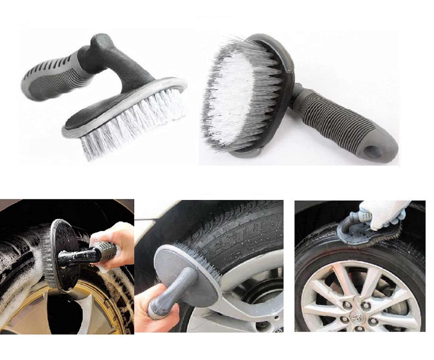 Winberg 2 Pcs Steel and Alloy Wheel Cleaning Brush, Rim Cleaner for Your Car, Motorcycle or Bicycle Tire Brush Washing Tool TY02 5