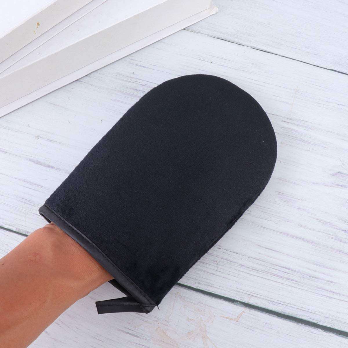 Lurrose Self Tanning Mitt Applicator Double Side Microfiber Sunless Tanning Mitt Self Tanner Gloves Tanning Lotion Applicator for Self Tanning, 2 Pcs Black 4
