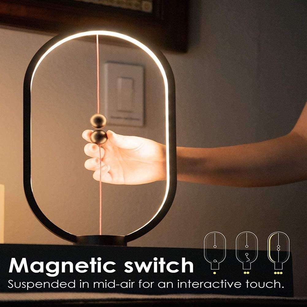 Scizor Heng Balance Lamp, USB Powered Balance LED Table Lamp Soft Night Lamp Ellipse Magnetic Mid-air Switch Touch Dimming Night Light for Bedroom, Living Room, Dining Room and Office Home Decor 5