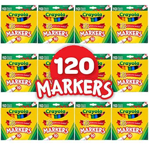 Crayola Broad Line Markers Bulk, 12 Marker Packs with 10 Colors 2
