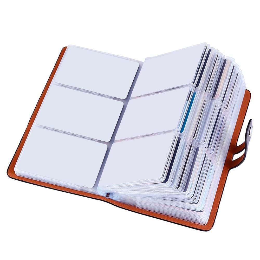 Large Business Card Holder with 95 Card Slots, RFID Credit Card Holder with 3 Passport Holder, Leather Business Card Organizer with 2 Driver's License Holder to Keep Cards Organized (Black) 1