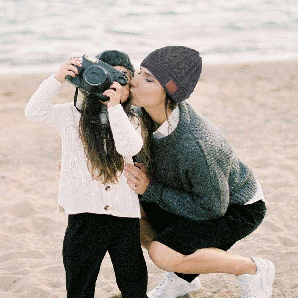 ZRUHIG 2024 Bluetooth Beanie, Wireless Beanie Headphones, Stylish Sleek Shape Bluetooth Hat, HD Stereo Sound, Built-in Mic, Tech Gifts for Men Women Friends Family Teens Boys Girls (Grey) 4