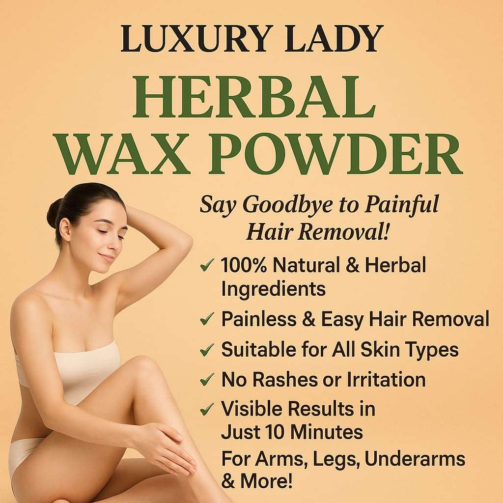 Luxury Lady Hair Removal Wax Powder for Women & Men | Painless Herbal Hair Removal for Face, Upper Lips, Underarms & Body | Chemical-Free, No Razor Bumps (100g, Turmeric) 3