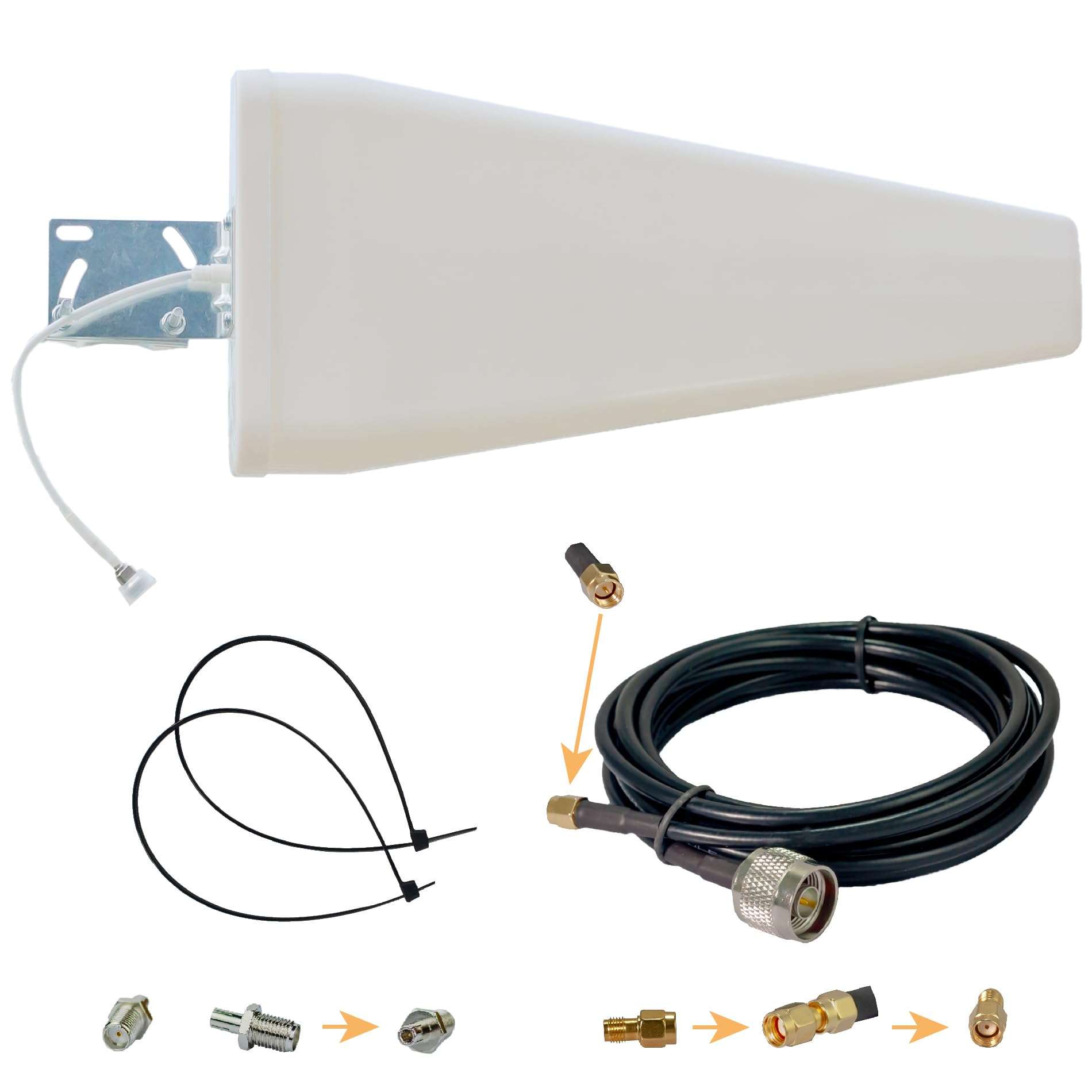 12dBi Log Periodic External Antenna 5G/4G LTE 700-3700MHz Antenna for T-Mobile, Verizon, and Cellular Networks | 10ft Cable SMA/RP-SMA/TS9 | Ideal for Internet and Cell Phone Signal Boosting 1