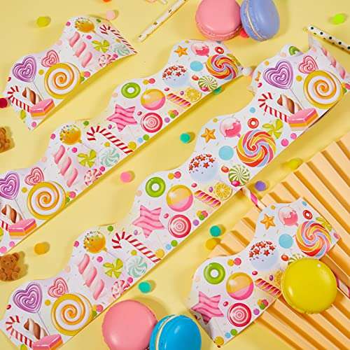 Outus 65.6ft Candyland Bulletin Board Border Lollipop Self Adhesive Scalloped Border Trims Sweet Themed Cutouts Bulletin Board for Classroom School Door Desk Supplies, Birthday Party Decorations 4