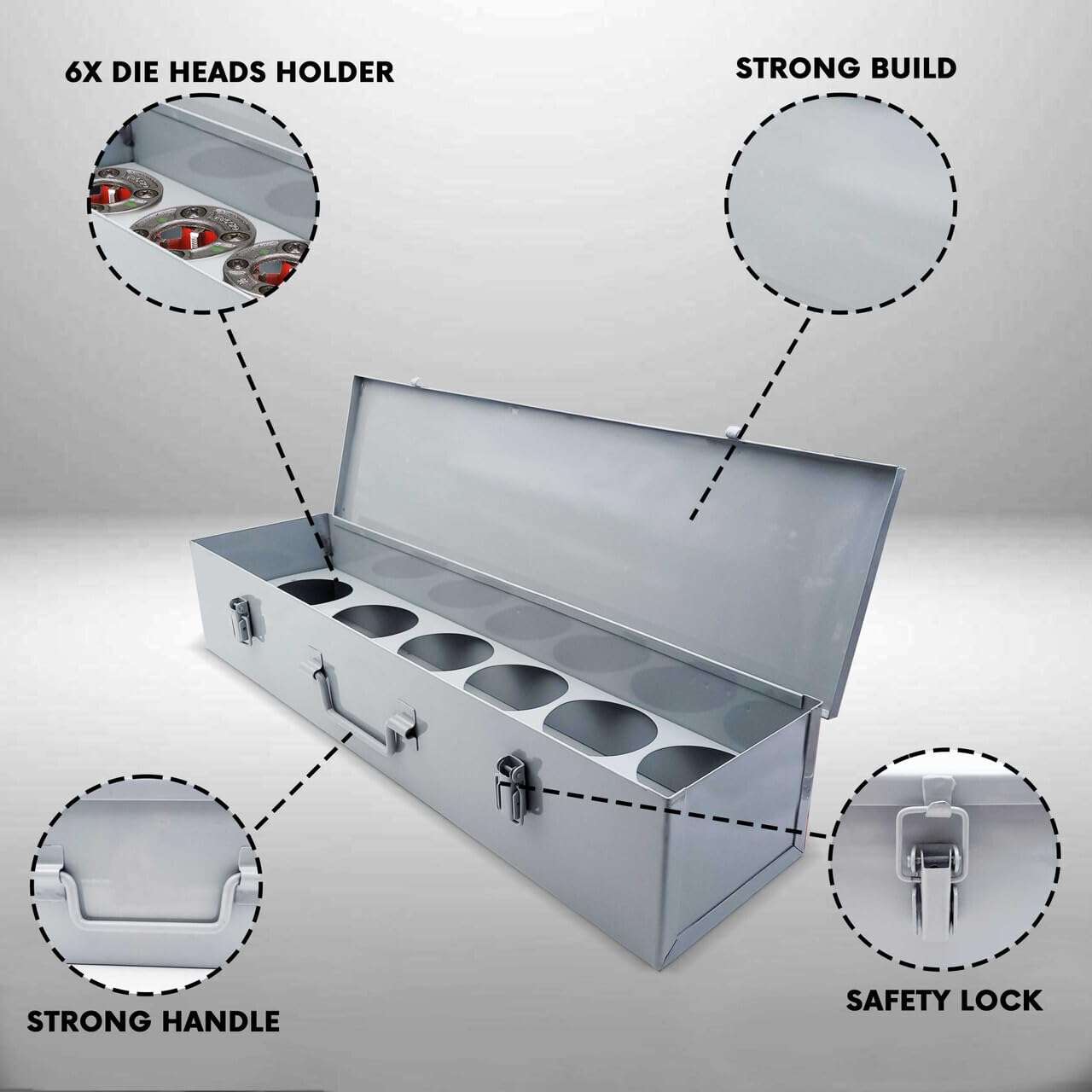 Staten Tools 38625 Metal Carrying Case fits Ridgid 12-R Die Heads 12R Ratchet and Handle 4