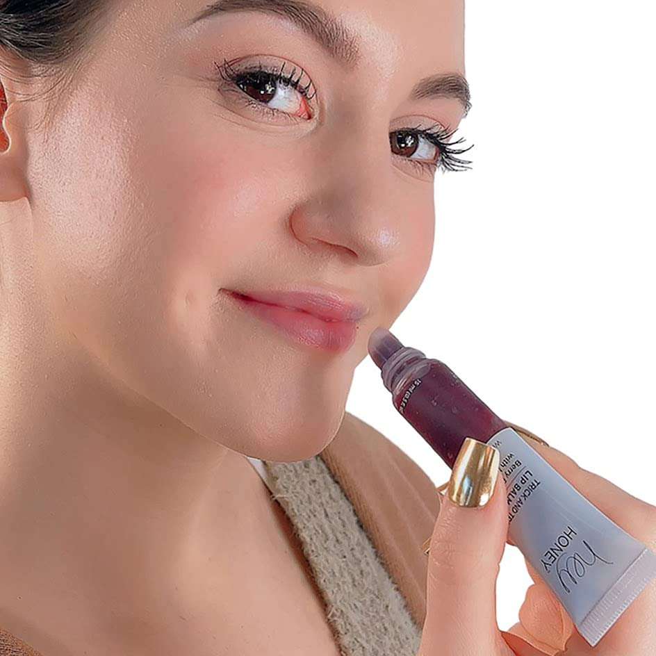 Hey Honey Skincare Trick and Treat Honey Berry Plumping Lip Balm | 2 In 1 Natural Tint with Hydrating & Moisturizing Properties | Targeting Your Lips Area Wrinkles | 0.5 oz (Honey Berry) 2