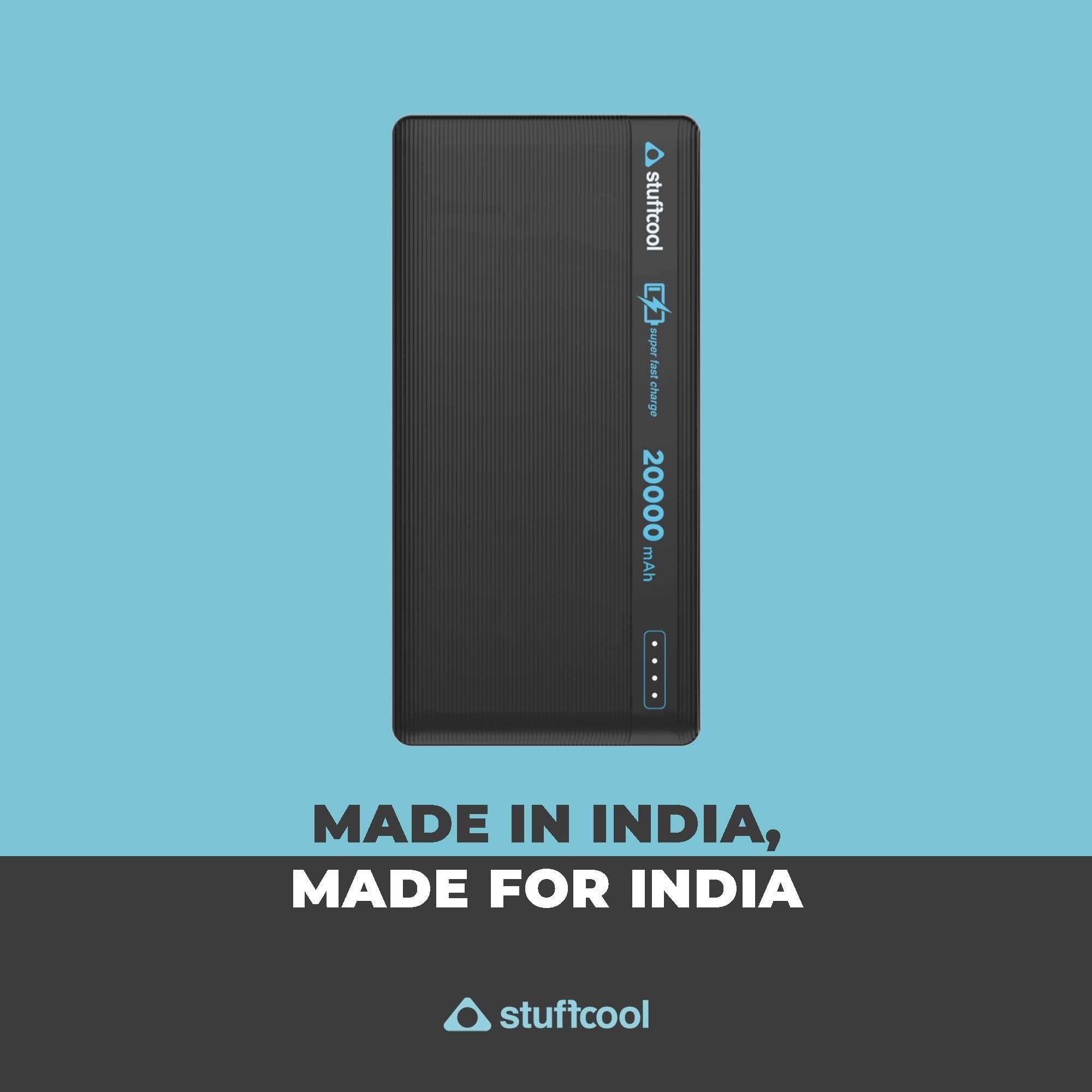 Stuffcool Major Max 20000mAh 35W PD PPS Type C Made in India Powerbank, Charges MacBook Air M1/M2 0-90%, Supports Galaxy Super Fast Charging, Charges iPhones/Pixels 50% in 30 mins 5