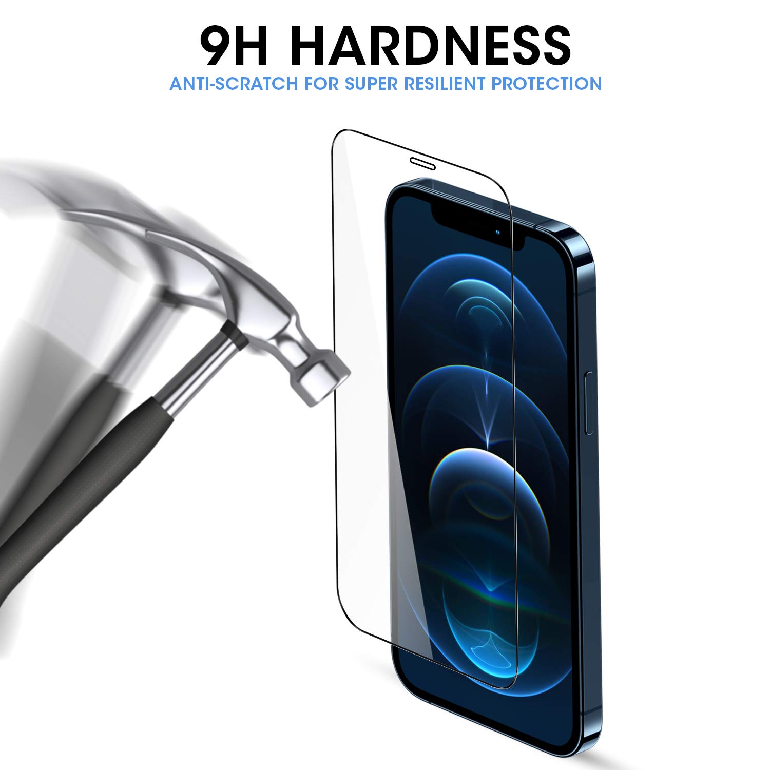 GRIPP® 0.3mm Ultimate 3D Tempered Glass Screen Protector for iPhone 12 & iPhone 12 Pro (6.1") with Edge to Edge Full Coverage and 9H Hardness Anti-Scratch Shockproof Protection Screen Cover Shield- Black 4