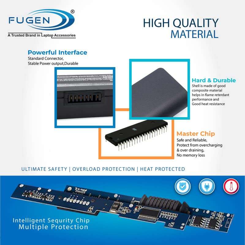 Fugen 6 Cell Laptop Battery for Dell Inspiron 13R (3010-D430), (3010-D460HK), (3010-D460TW), (3010-D480), (3010-D520), (3010-D621) Black 6