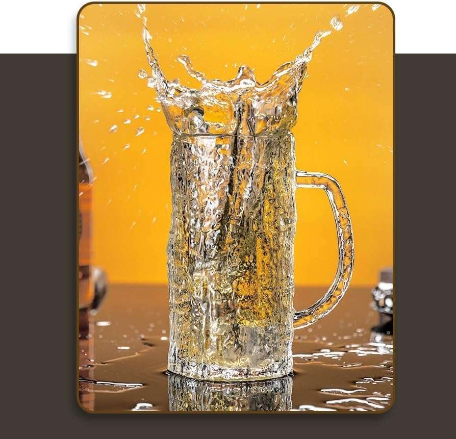 FOMQUAZLI Beer Mug Glass with Handle Crystal Clear Glass Beer Glass for Home, Bar, Restaurant, Party Best Birthday Gift for Beer Lover 1Pcs 400ml 6