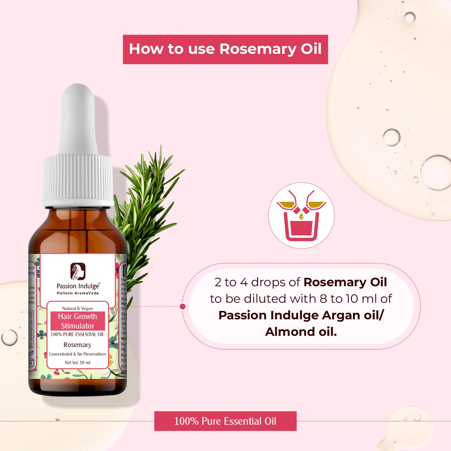 Passion Indulge Pure Rosemary Essential Oil for Hair Growth, Skin and Aromatherapy | Natural Multipurpose Essential Oil - 10 ml 5