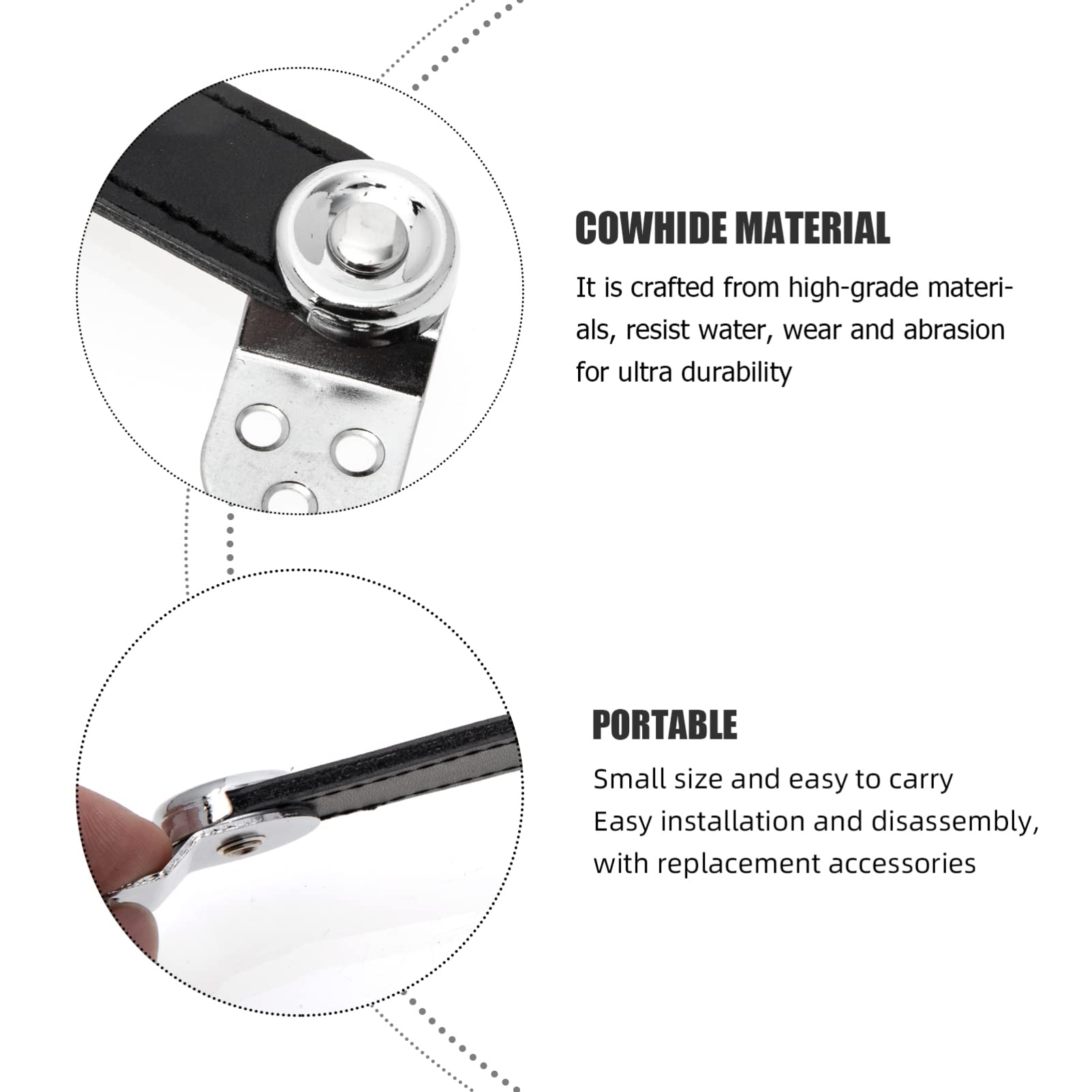 1 Set Universal Bellows Straps Accordion Bellows Straps Clasp Cowhide Accordion Straps with Buckles Double- layer, Black 4