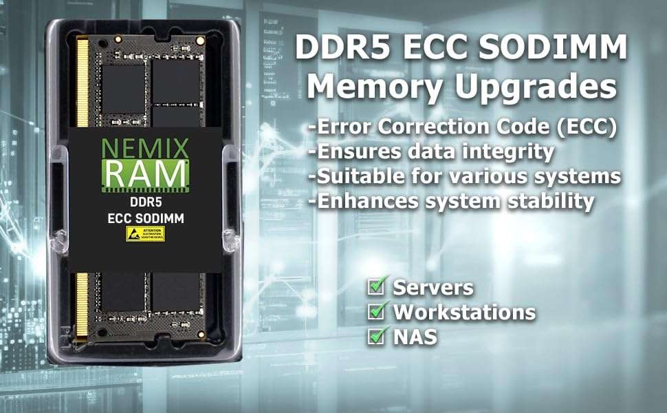 NEMIX RAM 32GB (1X32GB) DDR5 5600MHZ PC5-44800 2Rx8 1.1V CL46 262-PIN ECC Unbuffered SODIMM Memory Compatible with Samsung M426R4GA3DB0-CWM 4