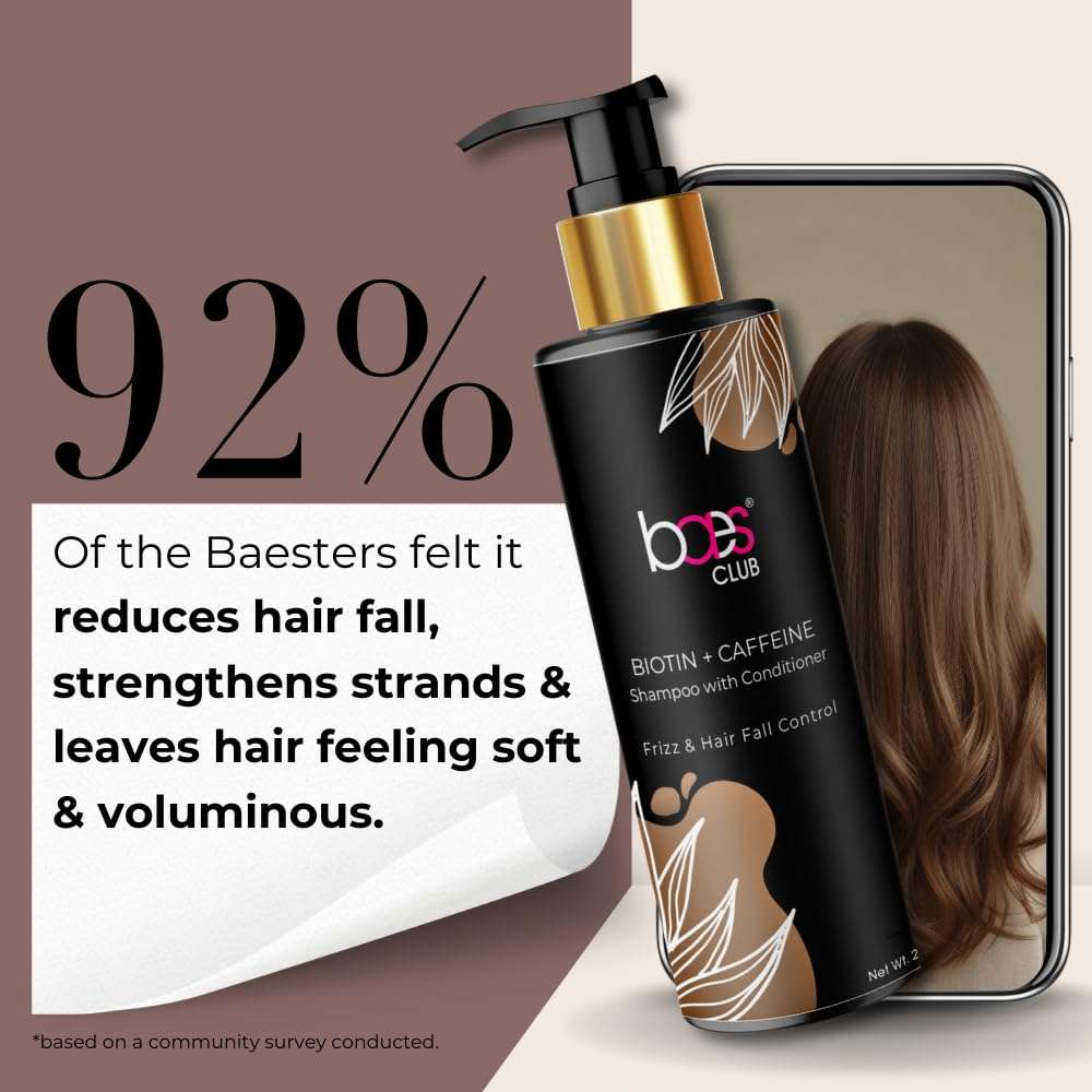 Baes Club's Biotin + Caffeine Shampoo with Conditioner | 2-in-1 shampoo with conditioner | Thicker, Shinier & Healthier Hair | 100% Vegan, Parabens Free & Soap Free – 200 ML 6