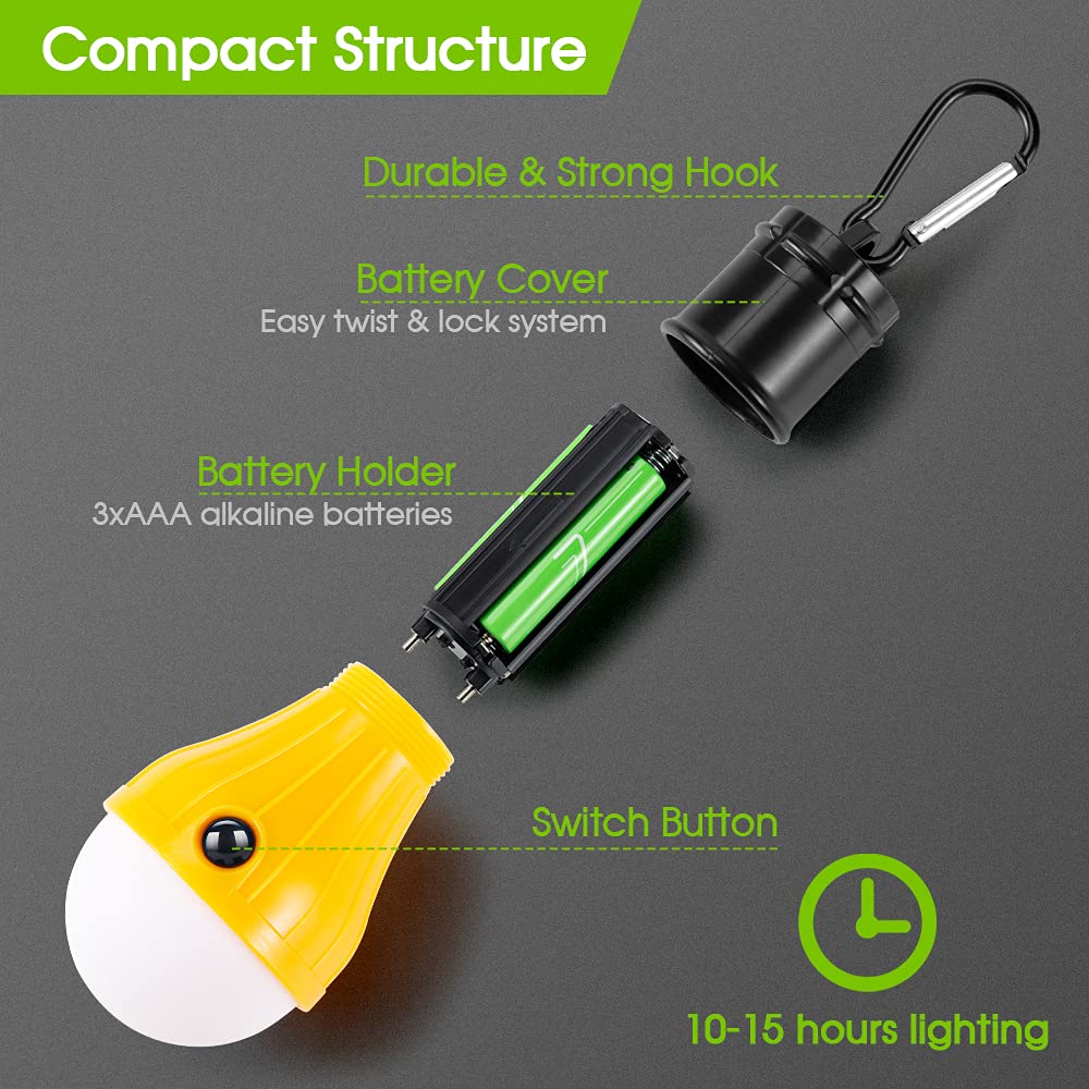 LED Camping Light [2 Pack] Doukey Portable LED Tent Lantern 4 Modes for Backpacking Camping Hiking Fishing Emergency Light Battery Powered Lamp Camping Essentials Tent Accessories 3