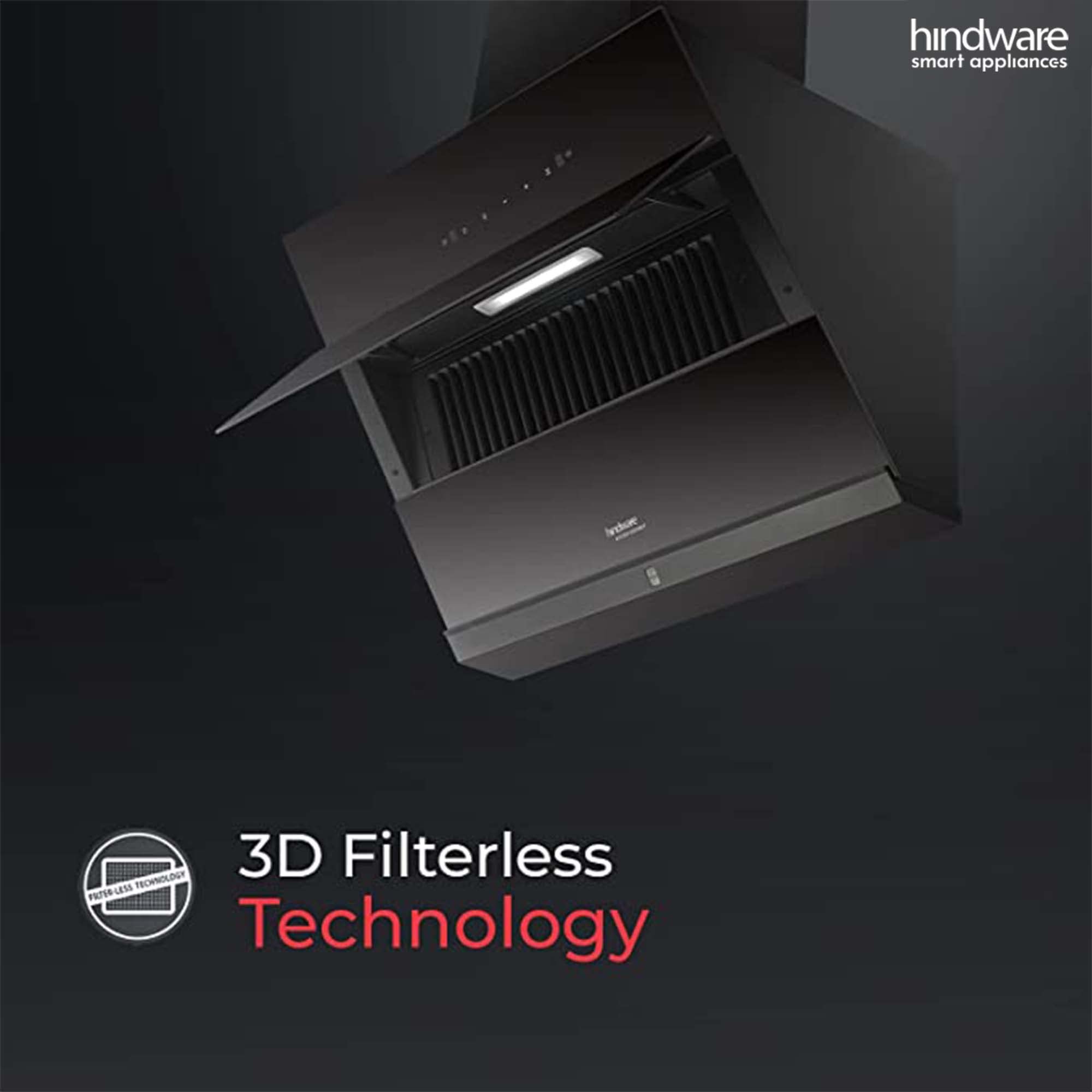 Hindware Skyla 90 cm 1350 m³/hr Auto-Clean Filterless Slant Kitchen Chimney (Touch Control, Black) 4