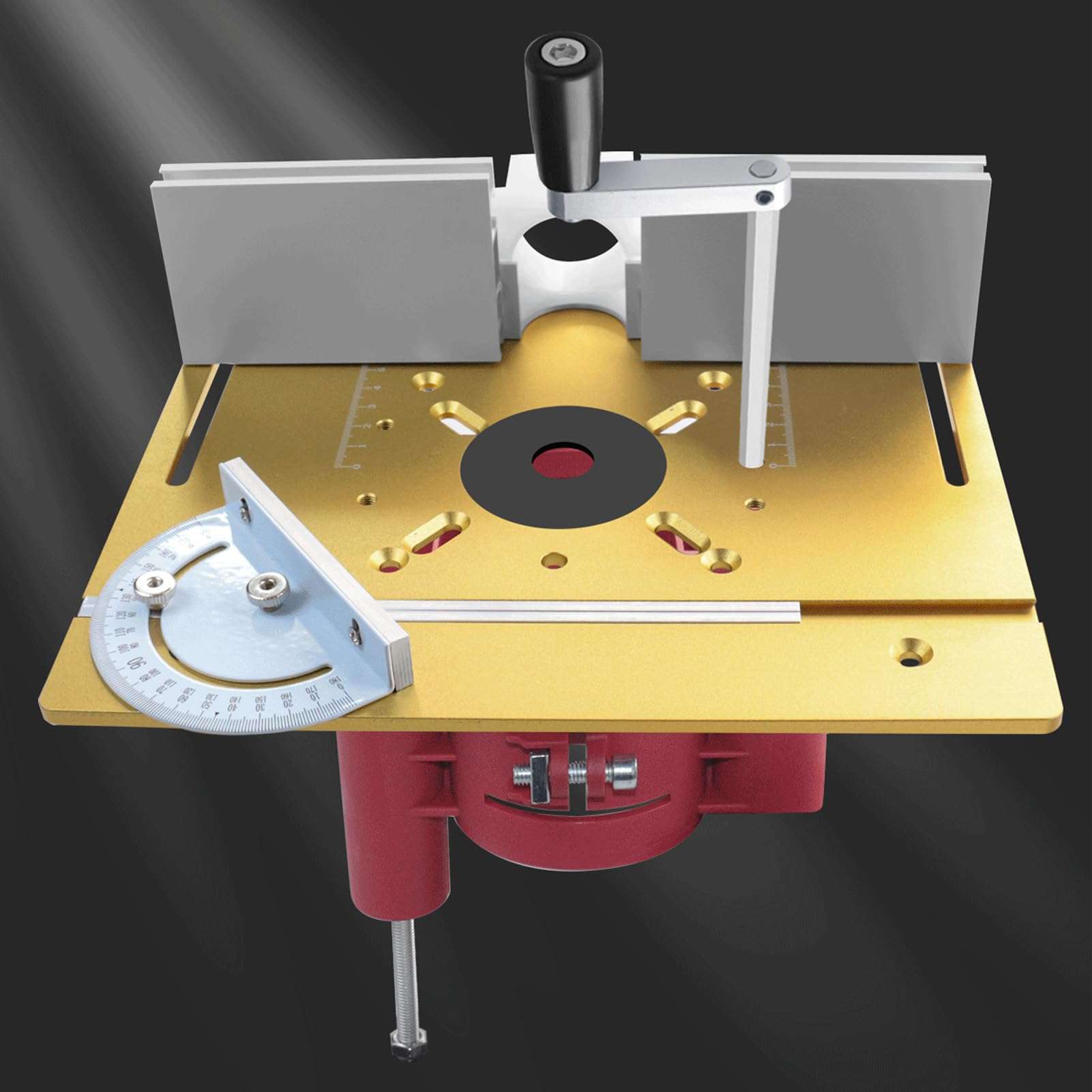 4Pcs Woodworking Flip Plate Kit, 46mm Router Base for 63.8mm to 65.5mm Small Milling Machine,with Flip Board, Lifting Base, Backer, Hand Crank Handle, Dial 4