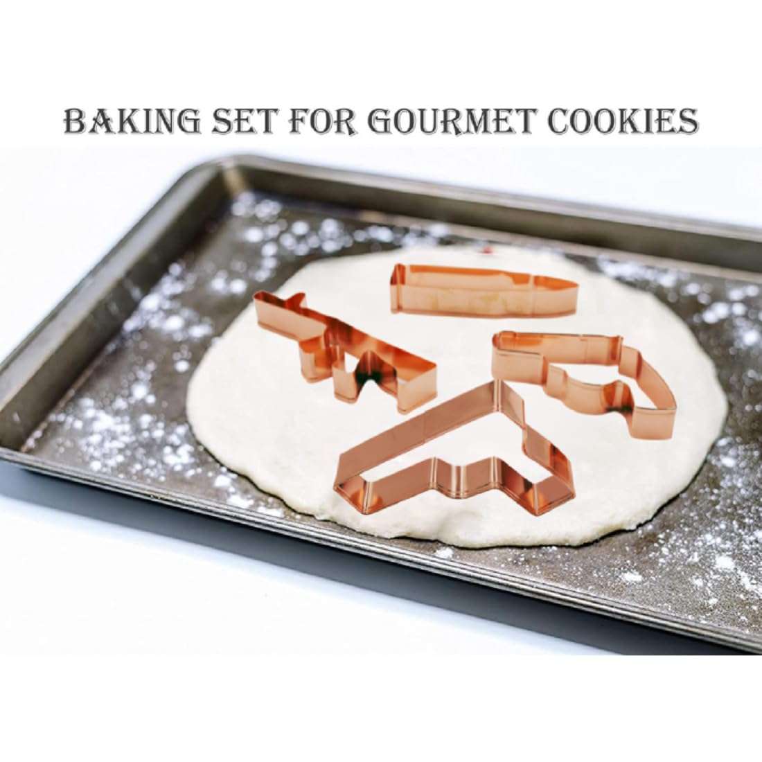 Caliber Gourmet Cookie Cutter Mold Set - Gun Shaped, Rifle, Bullet, Revolver, Cutters - Funny Military Theme for Adults, Kids, Kitchen Supply, Christmas - Stainless Steel, Rust-Free, Dishwasher Safe 4