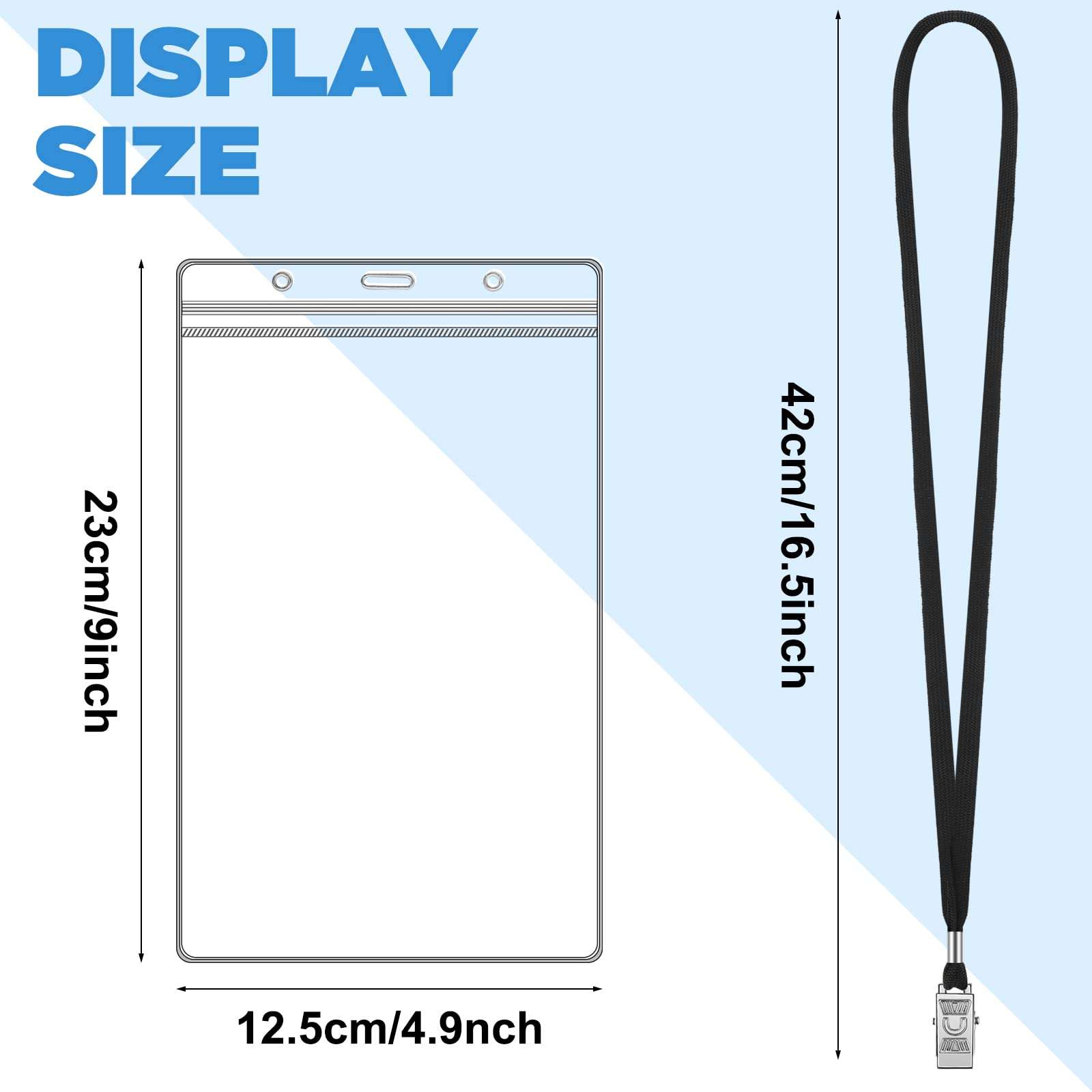 50 Pack Large 4 x 8 Inch Ticket Event Credential Badge Holders with Lanyard Bulk, Clear Waterproof Plastic Big Credential ID Protector Sleeves for Sporting Events Concerts Tickets 3