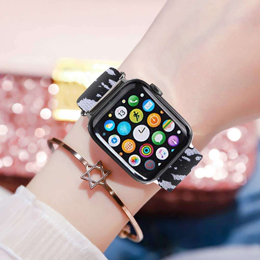 Elastic Apple Watch Bands Compatible with Apple Watch 38mm 40mm 42mm 44mm, Soft Stretch Elastics Wristbelt Replacement Wristband for iWatch Series 6/5/4/3/2/1 with Adjustable Buckle 5