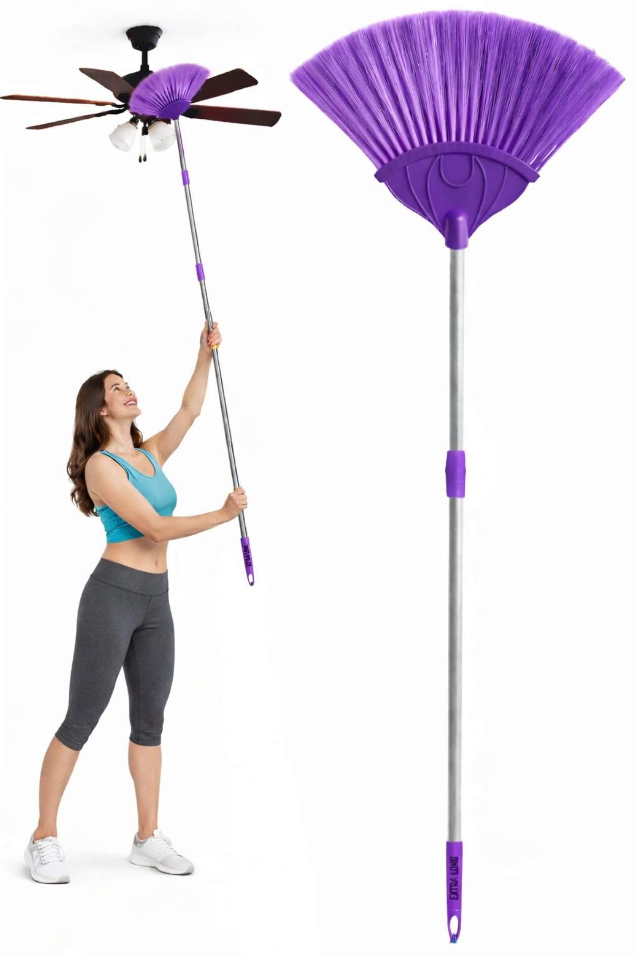 Spider Web Cleaner for Home 140 CM Long Handle | Stainless Steel Adjustable Extendable Rod | Cobweb Cleaner Stick | Jala Saaf Karne Wala Brush Broom for Ceiling Fan Roof Corner & Wall Cleaning 1pic 1