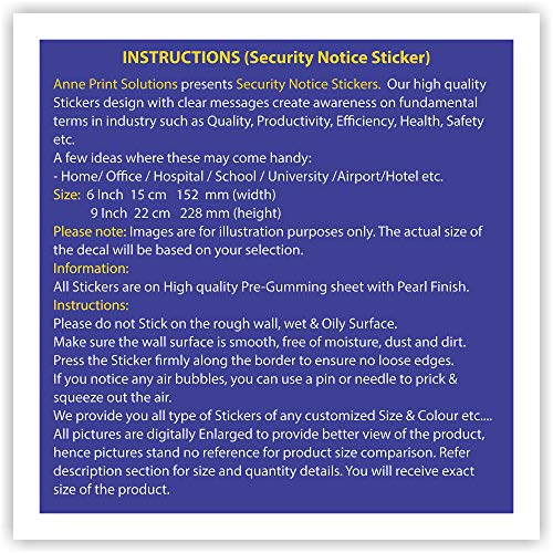 Anne Print Solutions® Security Notice No Photo Video Allowed Sticker | Office Stikcers Pack Of 4 Pcs Size 6 Inch* X 9 Inch* Multicolour 4