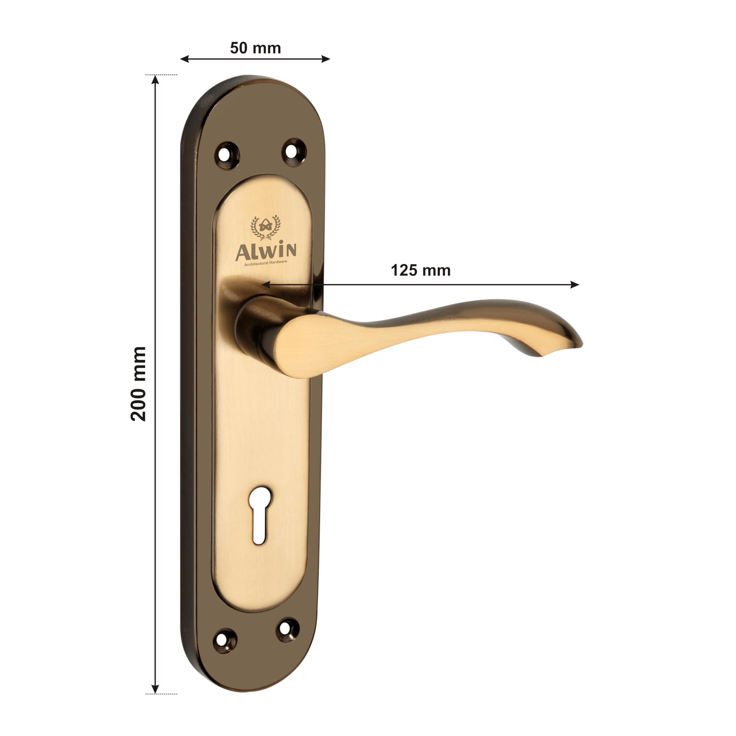 Alwin Royal Oval BG, 8'' Iron Mortise Lockset, 6-Lever, 2 Turn Locking Suitable for Left & Right Handed Maindoor, Bedroom, Living Hall Door in Home, Offices & Hospitals(Black & Gold) 4