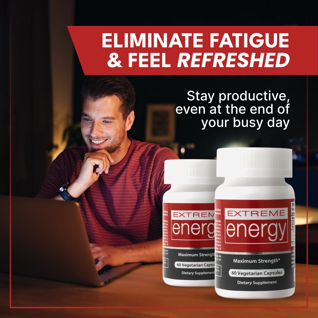 Extreme Energy - Powerful Energy Pills for Women & Men - Lasts 6-10+ Hours Without Crash or Jitters - 100% Natural Energy Supplement for Fatigue, Motivation, Focus (60 Ct) 4