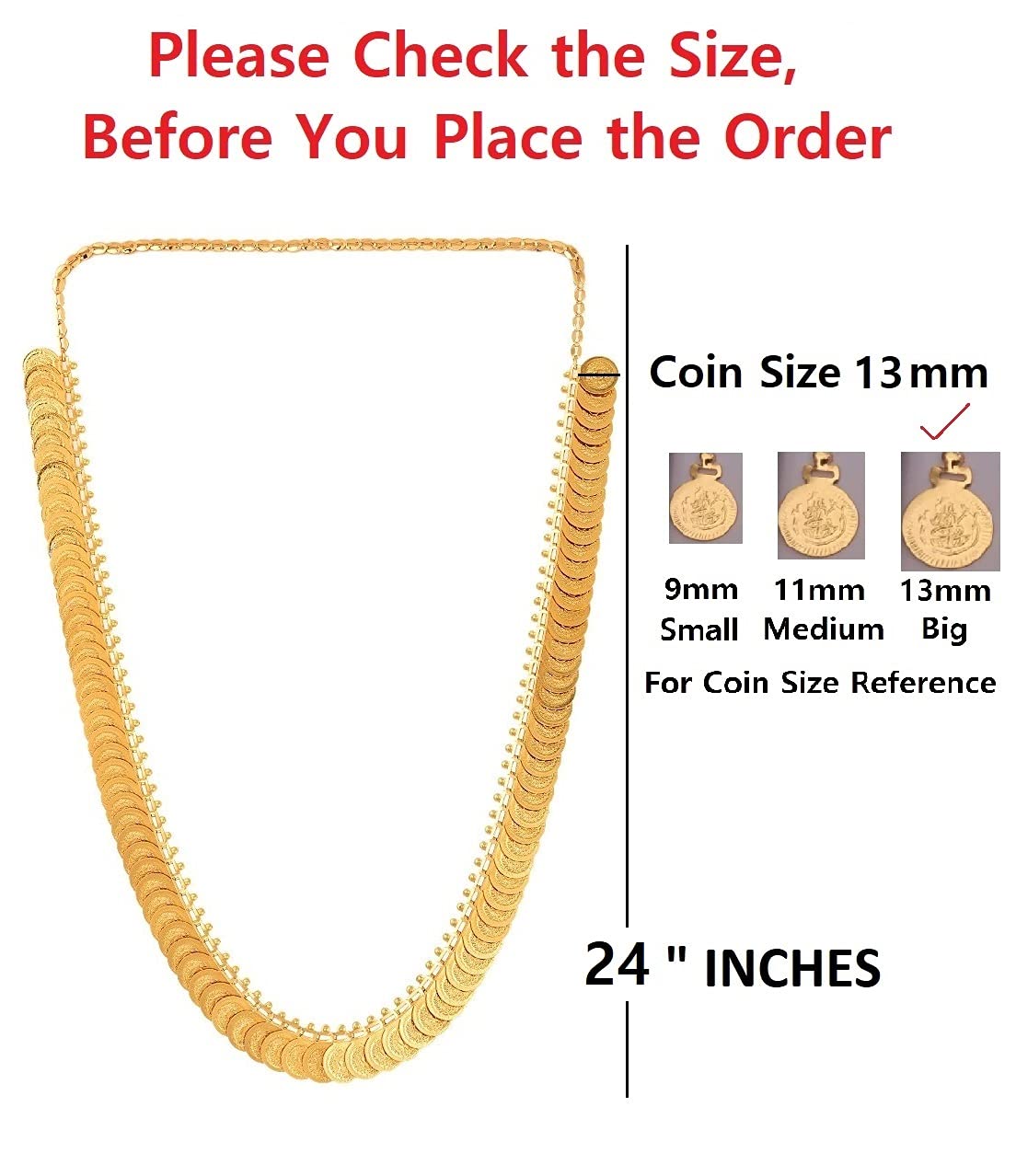 VAMA FASHIONS Traditional South Indian Goddess Laxmi Haar Temple Jewellery Mahalakshmi kasulaperu Lakshmi Necklace Set for Women (temple jewellery set) 5