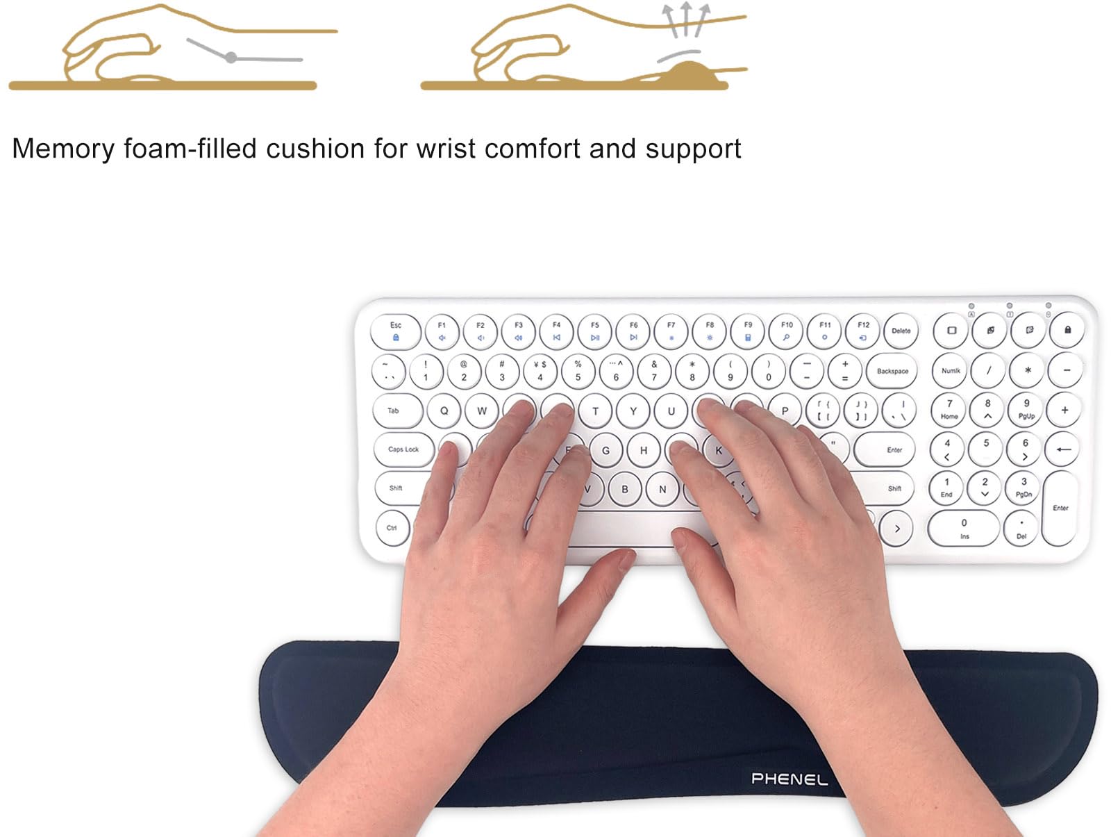 Phenel Premium Memory Foam Keyboard and Mouse Wrist Rest Pads Set- for Wrist Support on Computer, Laptop, Office, Playing Games,Pain-Reducing,Easy Gliding,Portable,(Pack of 2) 4