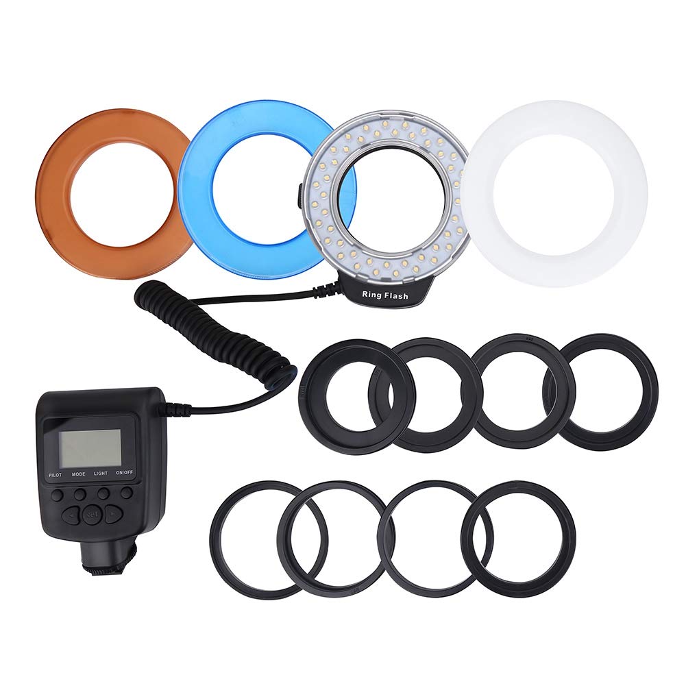 Taidda Portable Macro Led Flash, Battery Operated LCD Display Fill Light with Color Filters Adapter Photography for DSLR Camera 1
