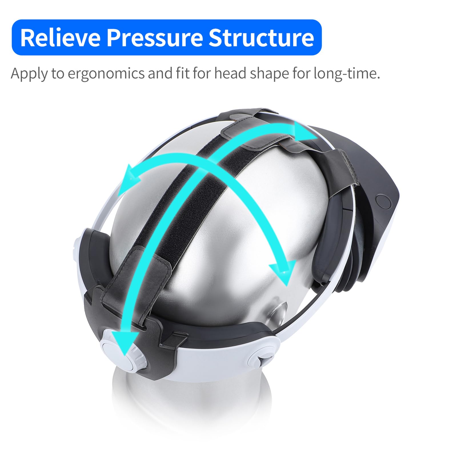 Adjustable Head Strap Compatible for VR 2 Headset Comfort Head Strap Balances Head Pressure Reduces Gravity Replacement Over Head Strap for VR2 Accessories 3