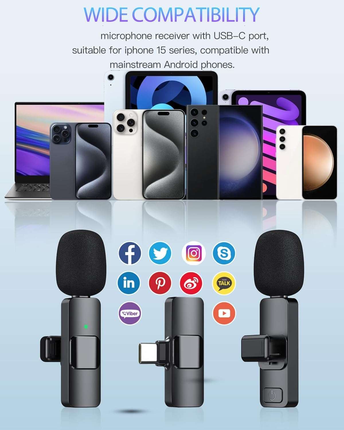 PQRQP 3 in 1 Wireless Lavalier Microphones for iPhone-AJN1, Clip On Microphone for Podcast Video Recording Streaming Singing 5