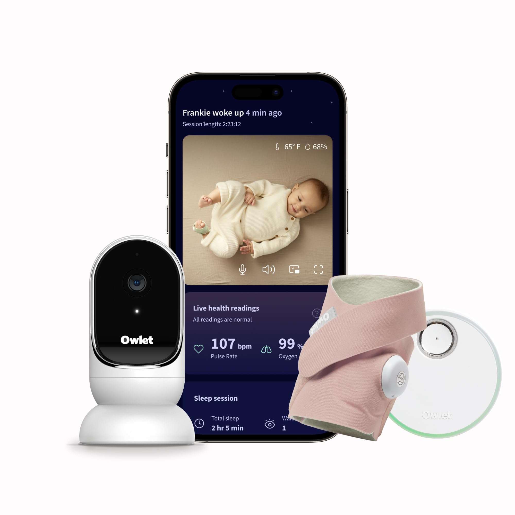 Owlet® Dream Duo Smart Baby Monitor: FDA-Cleared Dream Sock® plus Owlet Cam 2- Tracks & Notifies for Pulse Rate & Oxygen while viewing Baby in 1080p HD WiFi Video 1