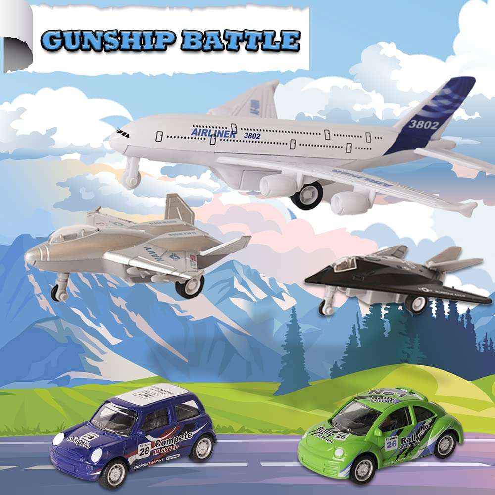 Crelloci Pull Back Airplane Toys 5 Pcs Fighter Jet Toys Set, Includes Diecast Mini Vehicle Toy, Military Fighter Jet Toys, Model Airlines Plane Aircraft Gift for Children Kids Girls Party Favors 2