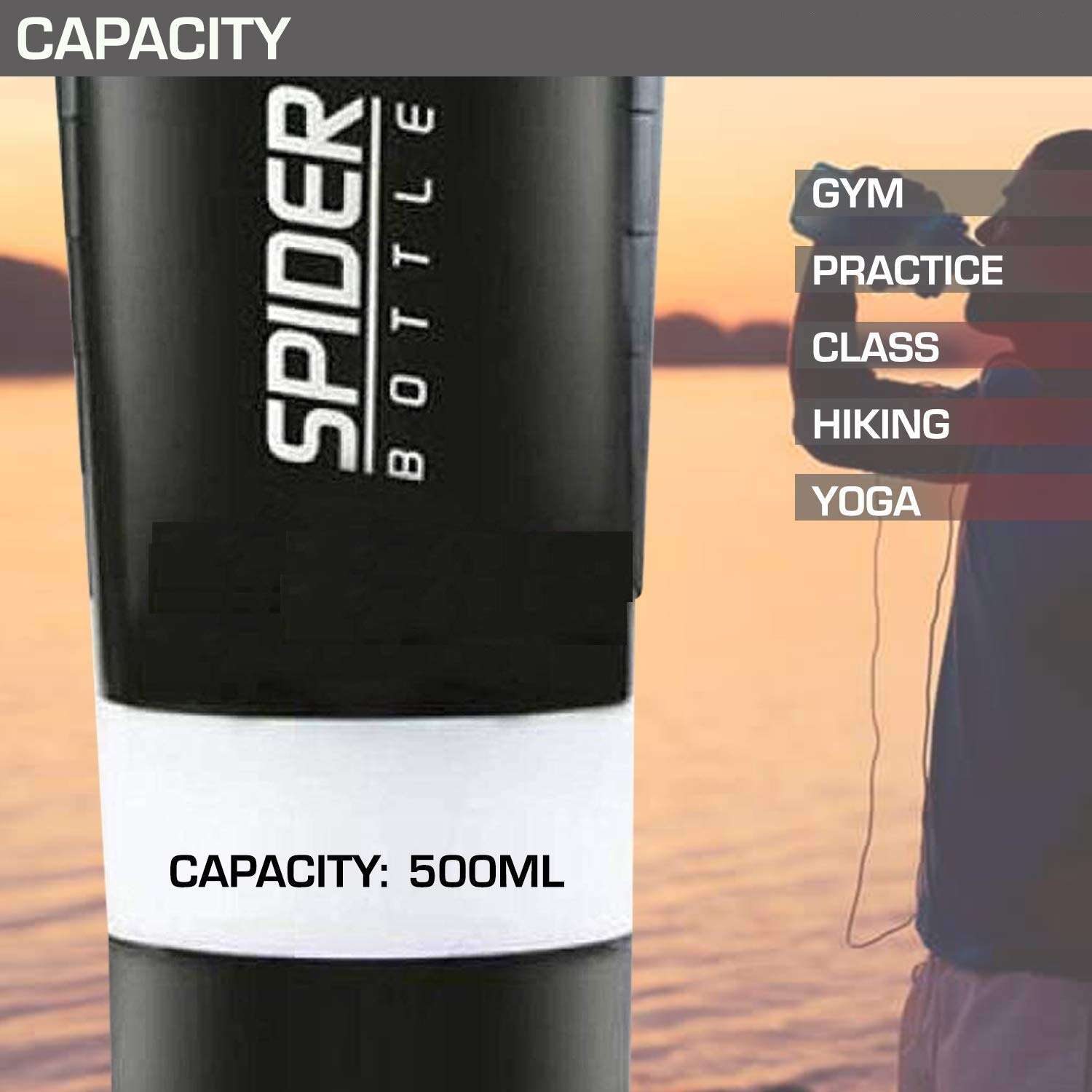 DOVEAZ Spider Shaker | Spider Protein Shaker | Spider Shaker Bottle | Gym Shaker | Cyclone Shaker | Protein Shaker | Gym Protein Shaker | Gym Bottle | Bpa Free Shaker | Shaker 500ml (White) 4