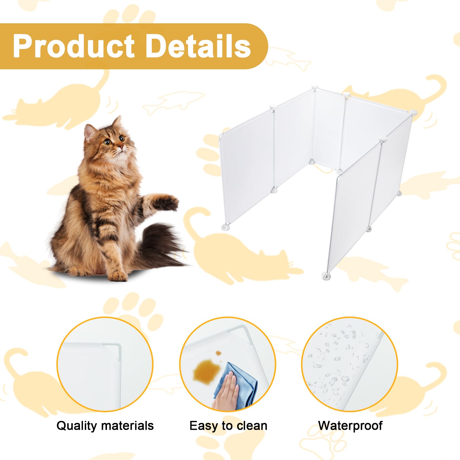 Midollarle 6pcs Cat Litter Box Splash Guard, Anti-Splashing Reusable Pet Litter Box Enclosure Splash Guard, Extra Large L27×W20×H17 Spill Proof Cat Litter Box Pee Shields for Open Top Litter Pan 4